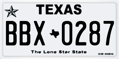 TX license plate BBX0287