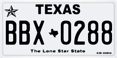 TX license plate BBX0288