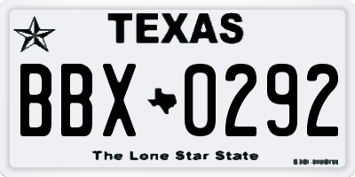 TX license plate BBX0292