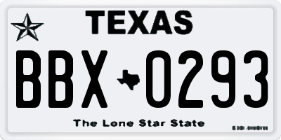 TX license plate BBX0293