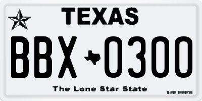 TX license plate BBX0300