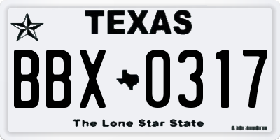 TX license plate BBX0317