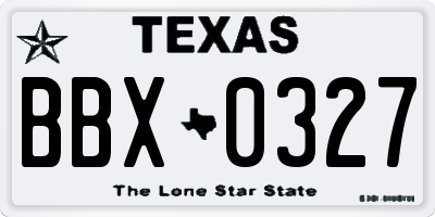 TX license plate BBX0327