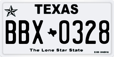 TX license plate BBX0328