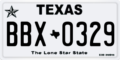 TX license plate BBX0329