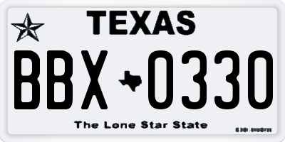 TX license plate BBX0330