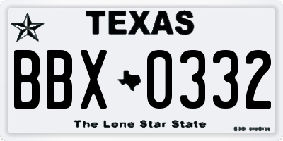 TX license plate BBX0332