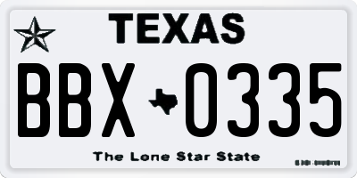 TX license plate BBX0335