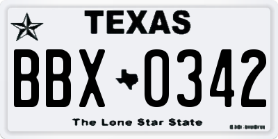 TX license plate BBX0342