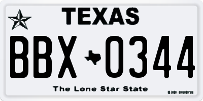 TX license plate BBX0344