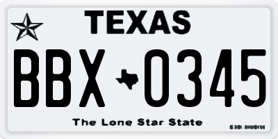 TX license plate BBX0345