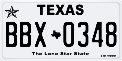 TX license plate BBX0348