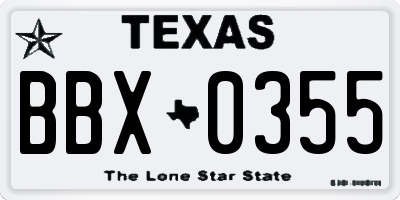 TX license plate BBX0355