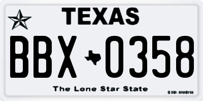 TX license plate BBX0358