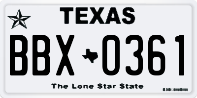 TX license plate BBX0361