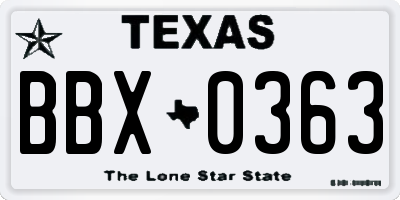 TX license plate BBX0363