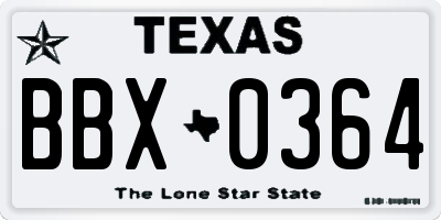 TX license plate BBX0364