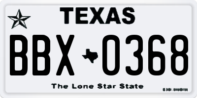 TX license plate BBX0368