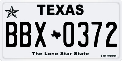 TX license plate BBX0372