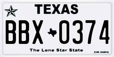 TX license plate BBX0374