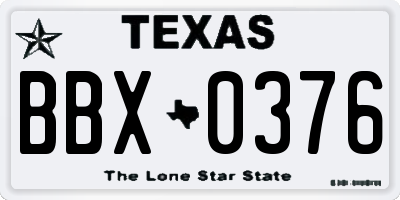 TX license plate BBX0376