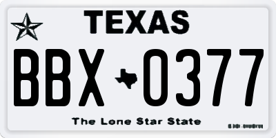 TX license plate BBX0377