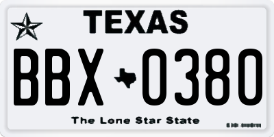 TX license plate BBX0380