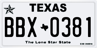 TX license plate BBX0381