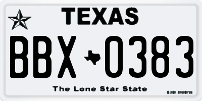 TX license plate BBX0383