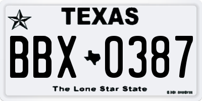 TX license plate BBX0387