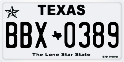 TX license plate BBX0389