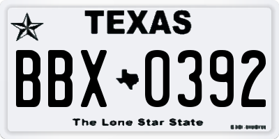 TX license plate BBX0392
