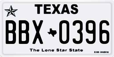 TX license plate BBX0396