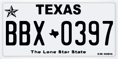 TX license plate BBX0397