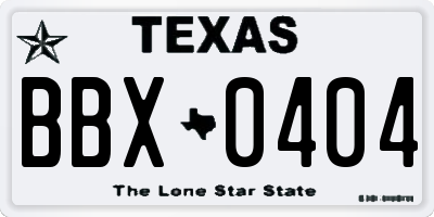 TX license plate BBX0404