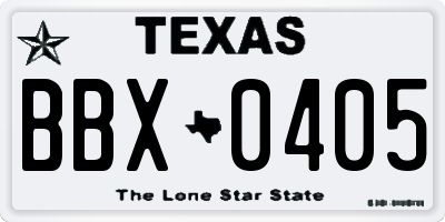 TX license plate BBX0405
