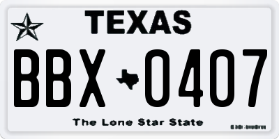 TX license plate BBX0407