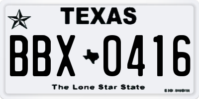 TX license plate BBX0416