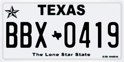 TX license plate BBX0419