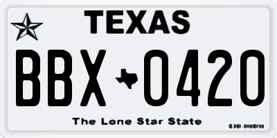 TX license plate BBX0420