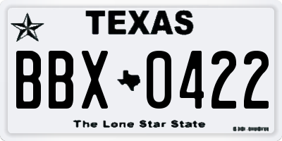 TX license plate BBX0422