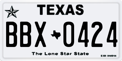 TX license plate BBX0424