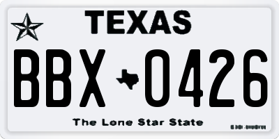 TX license plate BBX0426