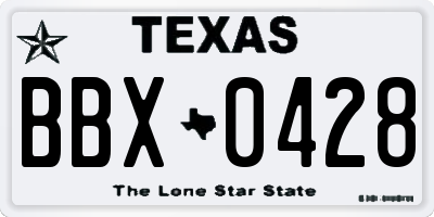 TX license plate BBX0428