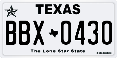 TX license plate BBX0430