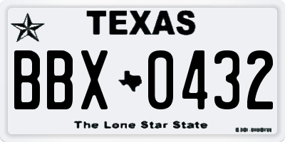 TX license plate BBX0432