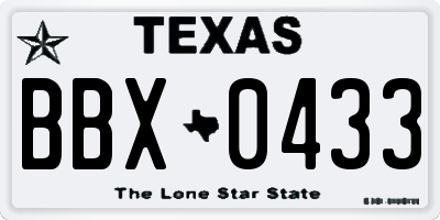 TX license plate BBX0433