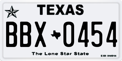 TX license plate BBX0454