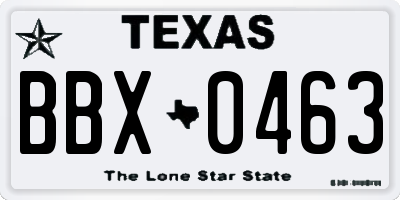 TX license plate BBX0463