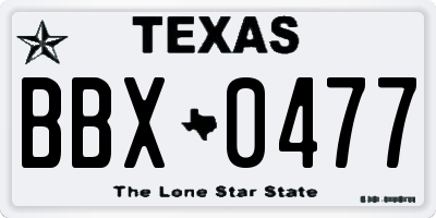 TX license plate BBX0477